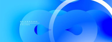 Soyut mavi arkaplan, üst üste binen daireler, gradyanlar. Modern tasarım elementleri dinamik görsel efekt yaratır. Huzurlu estetik geçişler mevcut.