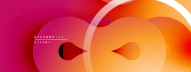 Soyut eğim arkaplanı. Üst üste binen daireler dinamik görsel efekt yaratır. Sıcak renkler kompozisyona hakim, bu da enerjiyi.