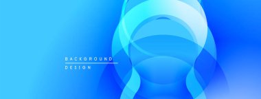 Soyut mavi arkaplan. Üst üste binen daireler dinamik görsel efekt yaratır. Sancaklar ve web siteleri için modern tasarım uygun.