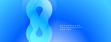 Soyut mavi tasarım sekiz numarayı andıran katmanlı şekiller içeriyor. Gradyan arka plan derinlik yaratır, modern estetik. Metin arkaplan tasarımı okur.