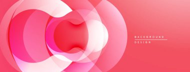 Soyut pembe tasarım, üst üste binen daireler. Gradyan arka plan dinamik görsel efekt yaratır. Minimalist tarz, modern estetik.
