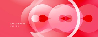 Soyut kırmızı tasarım. Üst üste binen daireler dinamik görsel efekt yaratır. Sunumlar ve web siteleri için modern arka plan. Yumuşak gradyanlar zarafet sunar.
