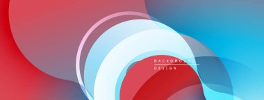 Soyut sıvı şekiller, canlı renklerin karışımı. Kırmızı, mavi, beyaz katmanlar dinamik bileşim oluşturur. Arka planlar için modern tasarım ögesi.