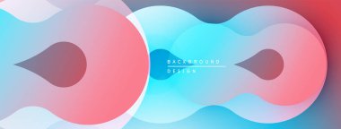 Soyut sıvı şekilleri örtüşür, canlı pembeler, maviler, beyazlar yaratır. Modern tasarım hareket, enerji ve derinlik öneriyor. Arkaplan metni arkaplan tasarımı okur.