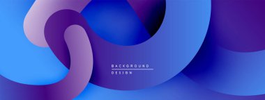 Soyut sıvı şekilleri örtüşür, dinamik mor, mavi gradyanlar yaratır. Arkaplan ve sunumlar için modern tasarım ögesi.