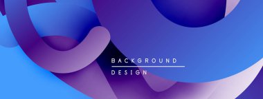 Soyut sıvı şekilleri, canlı maviler, morlar dinamik bir zemin oluşturur. Metin arka plan tasarımı okur. Modern, pürüzsüz gradyanlar.