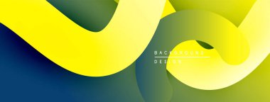 Soyut akışkan şekiller, canlı sarı, yeşil, mavi gradyanlar. Arka planlar ve sunumlar için modern tasarım öğesi. Düz eğriler dinamik görsel oluşturur.