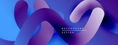 Soyut akışkan şekiller, canlı mavi mor gradyanlar. Modern tasarım öğesi, pürüzsüz eğriler dinamik bileşim yaratır. Arkaplan dokusu.