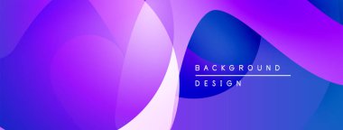 Soyut mor, mavi gradyanlar akışkan şekiller oluşturur. Metin arka plan tasarımını beyaz olarak okur. Modern, canlı görsel kompozisyon.