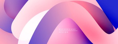 Soyut akış şekilleri, pembeler, morlar, maviler dinamik arkaplan oluşturur. Gradyan renkler pürüzsüzce harmanlanır, modern tasarım ögesi.