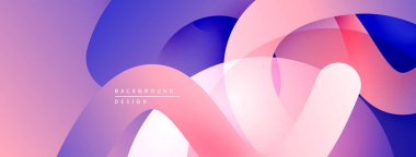 Soyut gradyanlar harmanlanarak, dinamik görsel akış yaratır. Yumuşak pembeler, maviler, morlar kompozisyona hakim. Modern tasarım ögesi.
