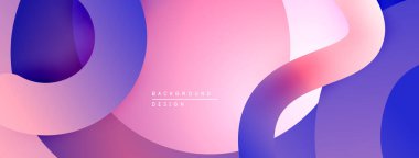 Soyut sıvı şekiller, pembeler, morlar modern arka plan yaratır. Gradyan renkler sorunsuzca harmanlanarak, dinamik görsel deneyim sunar.