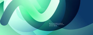 Soyut akışkan şekiller, canlı turkuaz, yeşil renkler. Modern tasarım, pürüzsüz eğimler dinamik arkaplan yaratır. Minimalist estetik.