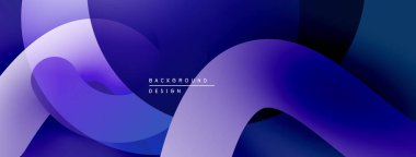 Soyut sıvı şekilleri, mavi mor gradyanlar. Modern tasarım, dinamik kompozisyon, düz eğriler, zarif zemin.