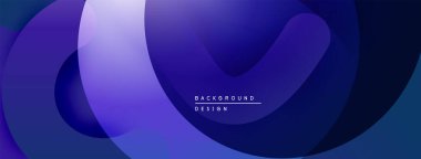 Soyut mavi arkaplan özellikleri üst üste binen yuvarlak şekiller. Gradyan renkler dinamik görsel efekt yaratır. Pankartlar ve sunumlar için uygun minimalist tasarım.