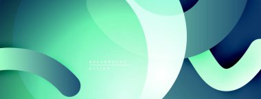 Soyut sıvı şekilleri, deniz mavisi renkleri baskın gelir. Modern tasarım, pürüzsüz eğimler dinamik kompozisyon yaratır. Minimalist estetik, temiz arkaplan.