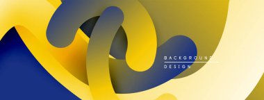 Soyut sıvı şekilleri, canlı sarı, koyu mavi gradyanlar. Modern tasarım elementleri dinamik görsel doku oluşturur. Arkaplan yaratıcılığı, yeniliği öneriyor.