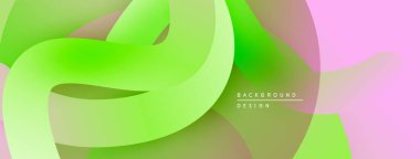 Soyut sıvı şekiller, canlı yeşiller, pembeler harmanlanır. Modern tasarım, pürüzsüz eğimler dinamik kompozisyon yaratır. Projeler için arkaplan ögesi.