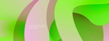 Soyut sıvı şekilleri örtüşür ve yumuşak eğimler yaratır. Renkler arasında yeşil, pembe, bej var. Özgeçmiş ve sunumlar için minimalist tasarım.