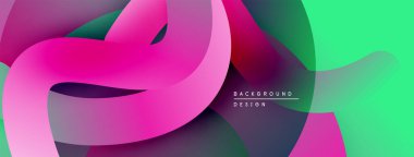 Soyut sıvı şekilleri örtüşür, canlı gradyanlar yaratır. Pembe, yeşil, koyu renkler kusursuz bir şekilde harmanlanır. Modern tasarım ögesi.