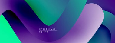 Soyut sıvı şekilleri örtüşür ve canlı renk değişimleri yaratır. Modern tasarım elementleri dinamik hareket, doku, derinlik.