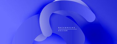 Soyut mavi tasarım akışkan şekiller, gradyanlar içerir. Metin arka plan tasarımı okur. Modern, dinamik görsel kompozisyon.