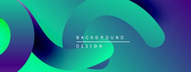Soyut sıvı şekiller, canlı turkuaz, mor renkler. Metin kaplamalı modern arkaplan tasarımı. Yumuşak gradyanlar dinamik görsel efekt yaratır.