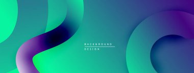 Soyut gradyanlar harmanlanarak sıvı şekiller oluşturur. Teal, mor, yeşil baskın bileşim. Arka planlar için modern tasarım ögesi.