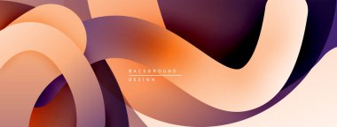 Soyut akışkan şekiller, sıcak renkler baskın gelir. Gradyan katmanlar dinamik görsel doku yaratır. Arka planlar için modern tasarım ögesi.