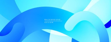 Soyut mavi arkaplan. Pürüzsüz şekiller dinamik bileşim oluşturur. Dijital projeler için modern tasarım ögesi.