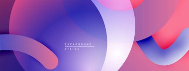 Soyut sıvı şekiller harmanlanarak canlı mor, pembe ve mavi renkler yaratır. Modern tasarım hareketi, enerjiyi, görsel cazibeyi çağrıştırıyor.