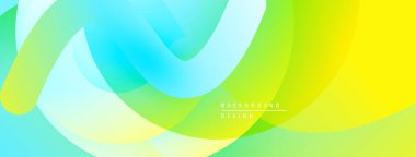 Soyut sıvı şekiller, canlı sarı, yeşil, turkuaz renkler harmanlarlar. Pürüzsüz gradyanlar dinamik arka plan tasarımı yaratır. Modern, akıcı kompozisyon.