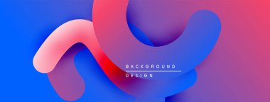 Soyut sıvı şekiller harmanlanarak canlı mavi, mor, kırmızı gradyanlar oluşturur. Arkaplan ve sunumlar için modern tasarım ögesi.