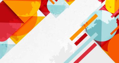 Soyut geometrik şekiller örtüşür, canlı renkli kompozisyon oluşturur. Doku dijital tasarım, modern estetik.