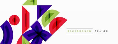 Soyut geometrik şekiller, canlı renkler, modern tasarım. Minimalist kompozisyon, temiz çizgiler, uygun arkaplan ögesi.