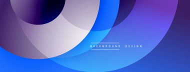 Soyut daireler örtüşüyor, parlak mavi ve mor renkler yaratıyor. Arka planlar ve sunumlar için modern tasarım öğesi. Basit, temiz estetik..