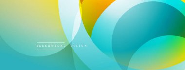 Soyut renkli arkaplan. Üst üste binen daireler dinamik görsel efekt yaratır. Gradyan renkler düzgün bir şekilde harmanlanarak modern estetik sunuyor..