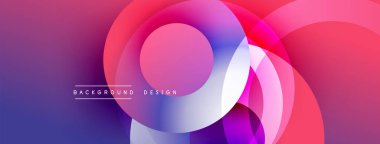Soyut renkli çemberler çakışıyor. Gradyan gölgeler dinamik görsel efekt yaratır. Modern arkaplan tasarımı ögesi.