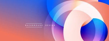 Soyut renkli arkaplan. Üst üste binen daireler dinamik görsel efekt yaratır. Gradyan renkler kusursuz harmanlanarak modern estetik sunuyor..