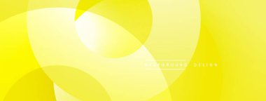 Soyut sarı tasarım, üst üste binen daireler, gradyanlar. Modern estetik, basit kompozisyon, arka plan için uygun..