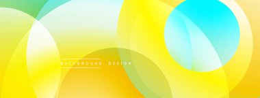 Soyut renkli arkaplan. Üst üste binen daireler canlı bir değişim etkisi yaratır. Sancaklar ve sunumlar için modern tasarım uygun.