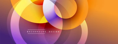 Soyut renk çakışan daireler dinamik gradyan arkaplan oluşturur. Modern tasarım öğeleri akıcılık, sıcaklık ve yenilik önerir.