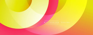 Soyut renkli arkaplan. Üst üste binen daireler dinamik değişim etkisi yaratır. Sancaklar ve sunumlar için modern tasarım uygun.