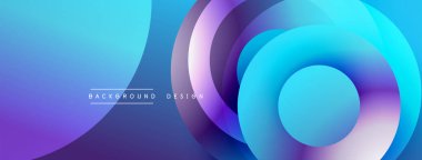 Soyut sıvı şekilleri, canlı maviler, morlar dinamik bir zemin oluşturur. Modern tasarım, pürüzsüz eğimler, dairesel elementler baskın bileşim.