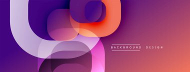 Soyut sıvı şekilleri örtüşür ve canlı bir değişim etkisi yaratır. Mor, pembe, turuncu renkler kompozisyona hakim. Modern tasarım ögesi.