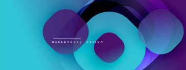 Soyut sıvı şekilleri örtüşür, parlak mavi ve mor renkler yaratır. Modern tasarım teknoloji, yenilik, dinamik hareket öneriyor.