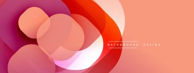 Soyut tasarım özellikleri üst üste binen daireler, gradyanlar. Renkler şeftaliden koyu kırmızıya kadar değişir. Modern, dinamik kompozisyon.