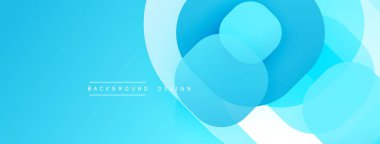 Soyut mavi tasarım, üst üste binen daireler, gradyanlar. Modern estetik, arka planlar ve sunumlar için uygun. Temiz, basit kompozisyon.