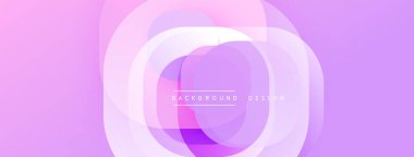 Soyut çemberler çakışıyor ve gradyan etki yaratıyor. Pembe, mor renkler kompozisyona hakim. Arka planlar için modern tasarım ögesi.