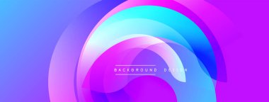 Soyut arkaplan özellikleri katmanlanmış şeffaf kavisler. Renkler maviye, mora, pembeye, cyana kayar. Metin arka plan tasarımı okur. Modern, canlı estetik..